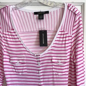 NWT 89th & Madison pink n white striped sailor shirt 👚 perfect with jeans!